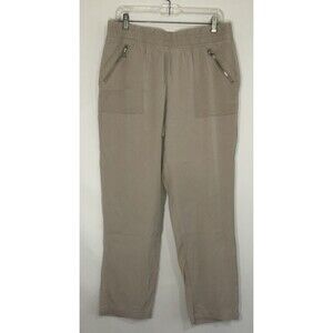 CHICOS Women's Pants Khaki Tan Lyocell Soft Zippered Pockets Elastic Waist 1.5